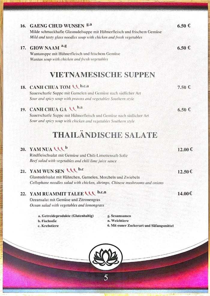 Mai Tai Speisekarte