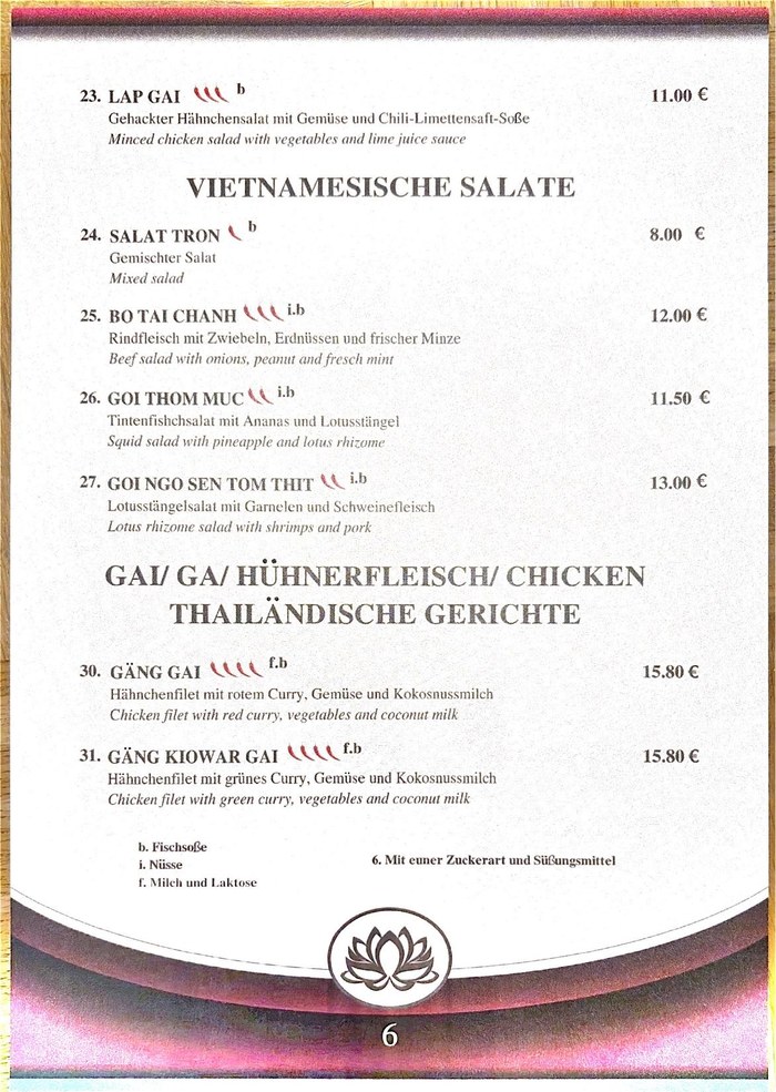 Mai Tai Speisekarte