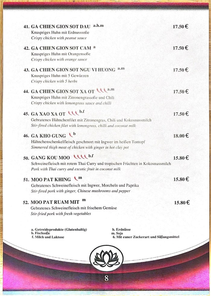 Mai Tai Speisekarte