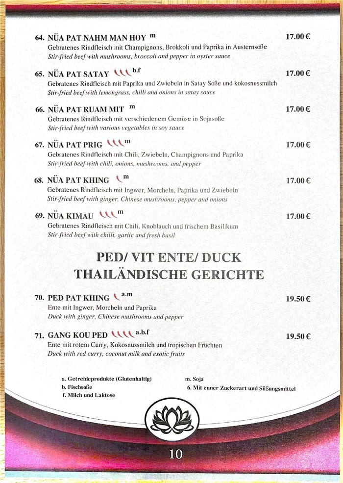 Mai Tai Speisekarte