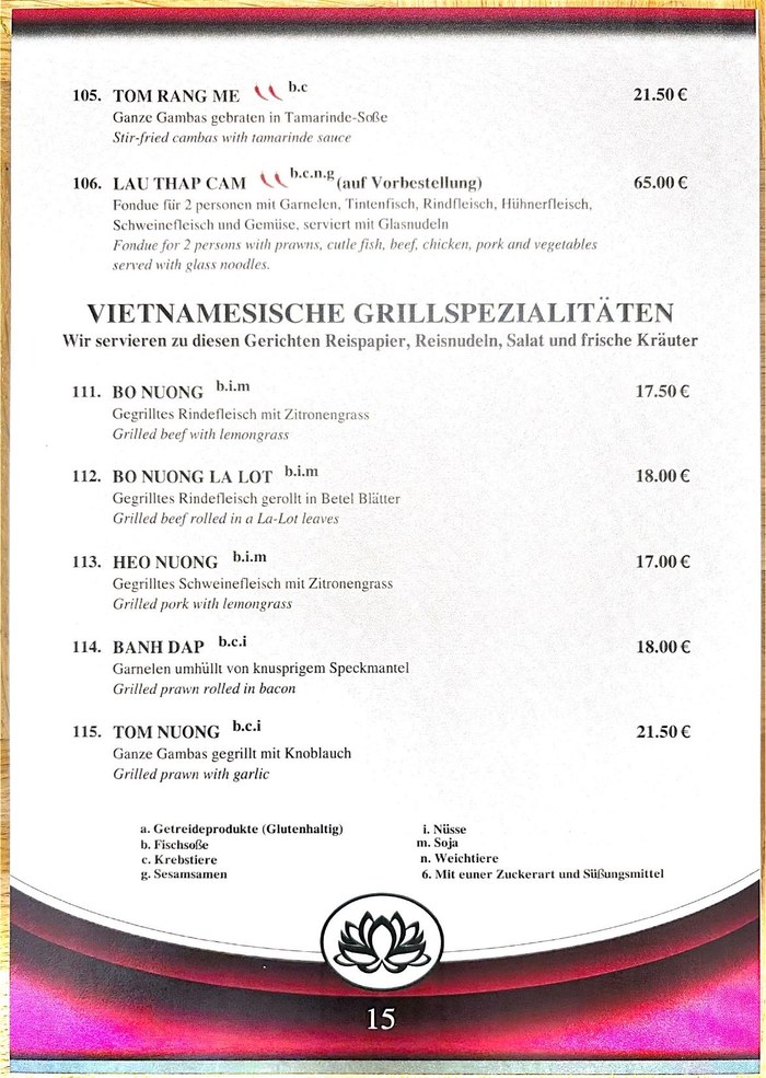 Mai Tai Speisekarte