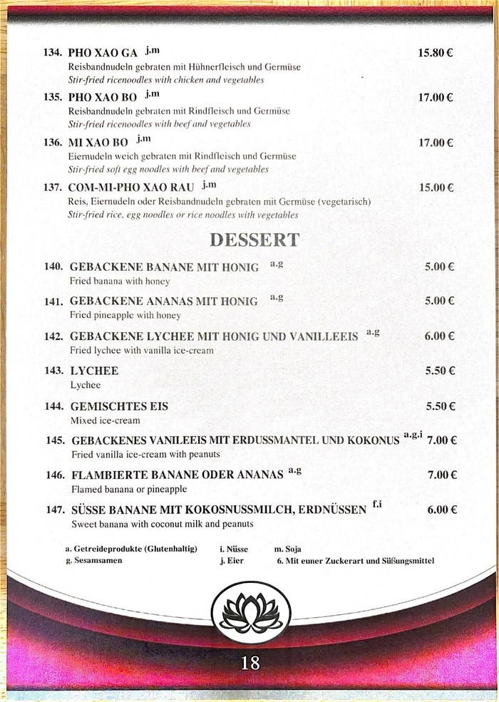 Mai Tai Speisekarte