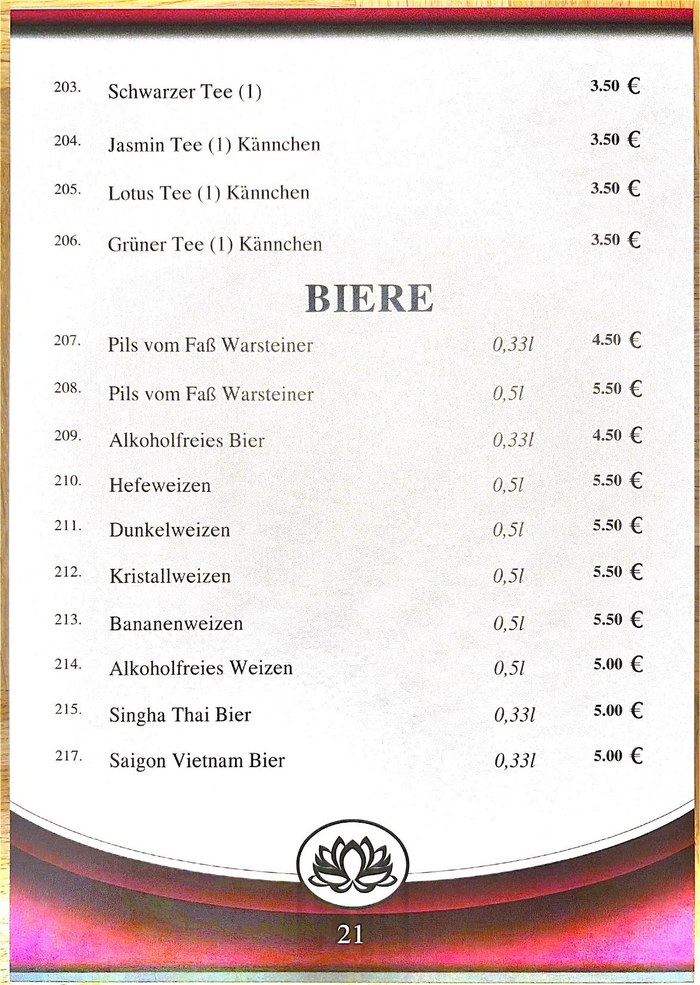 Mai Tai Speisekarte
