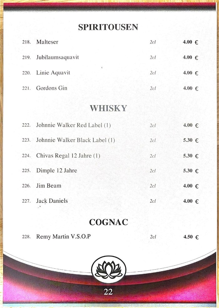Mai Tai Speisekarte